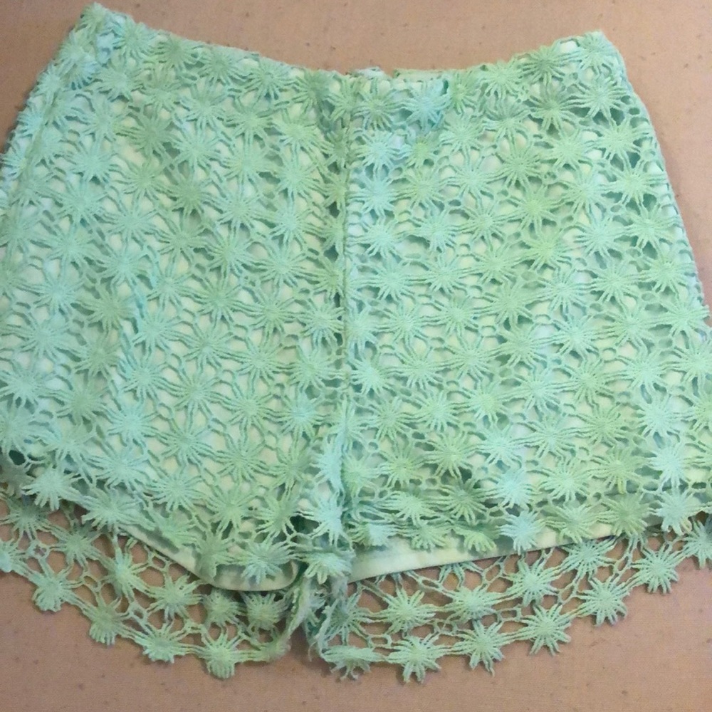 Teal lace shorts